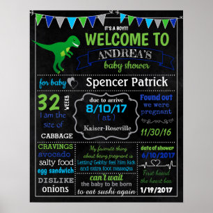 Dinosaur Baby Shower chalkboard sign poster