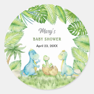 Dinosaur Baby Shower  Classic Round Sticker