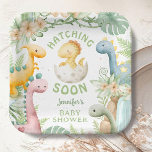 Dinosaur Baby Shower Cute Dino Paper Plate
