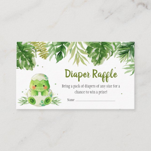 Dinosaur Baby Shower Diaper Raffle Enclosure Card (Front)