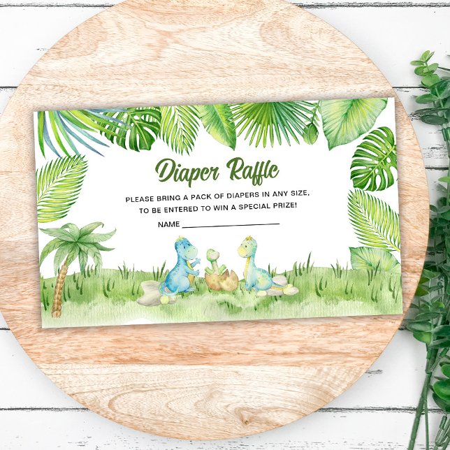 Dinosaur Baby Shower Diaper Raffle Enclosure Card (Creator Uploaded)