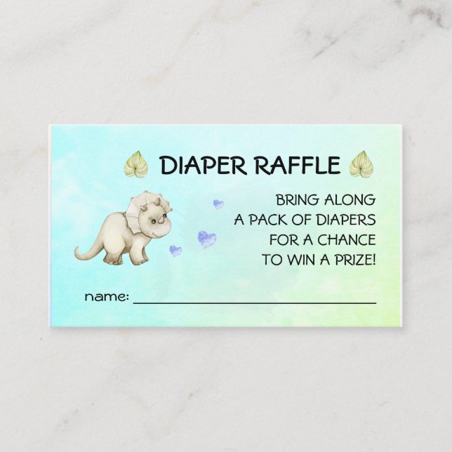 Dinosaur Baby Shower Diaper Raffle Enclosure Card (Front)