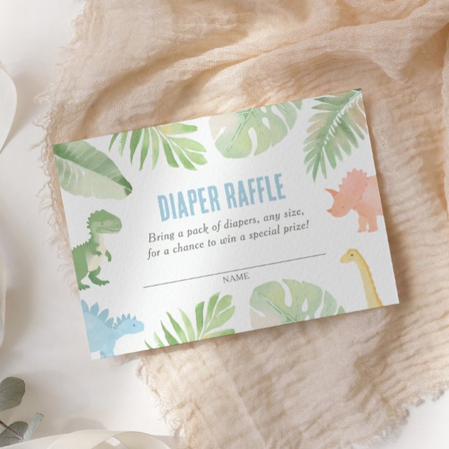 Dinosaur Baby Shower Diaper Raffle Ticket Enclosure Card (Creator Uploaded)