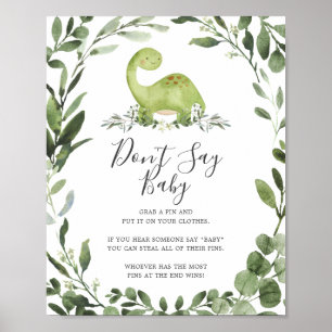 Dinosaur Baby Shower Don't Say Baby Sign