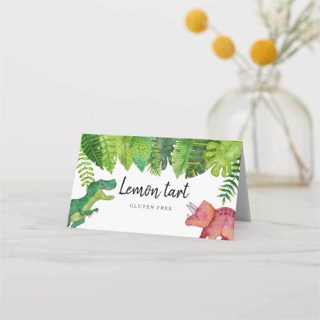 Dinosaur Baby Shower Food Tent Place Card (Front)