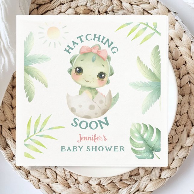 Dinosaur Baby Shower Girl Paper Napkin (Creator Uploaded)
