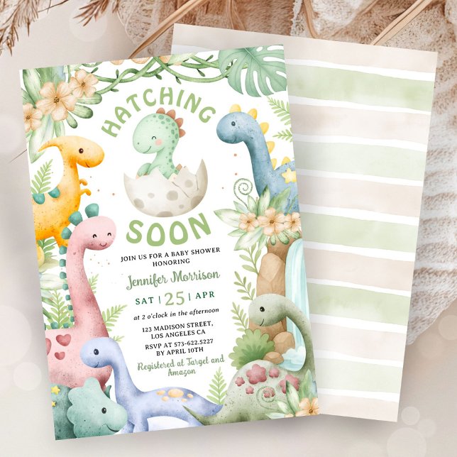 Dinosaur Baby Shower Green Dino Gender Neutral Invitation (Creator Uploaded)