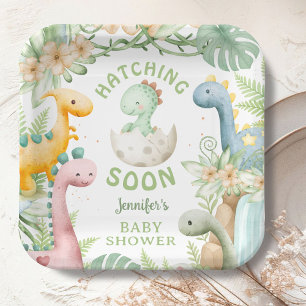 Dinosaur Baby Shower Green Dino Paper Plates