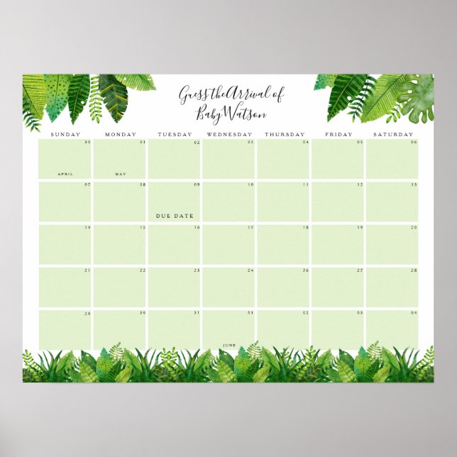 Dinosaur Baby Shower Guess Due Date  Poster (Front)