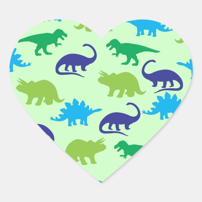 Dinosaur Baby Shower Heart Sticker (Front)