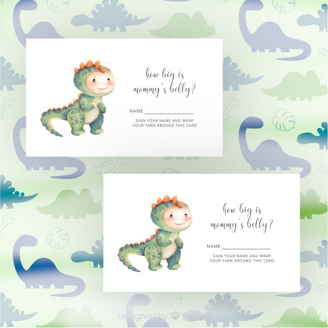 Dinosaur baby shower - how big is mummy's belly enclosure card (Creator Uploaded)