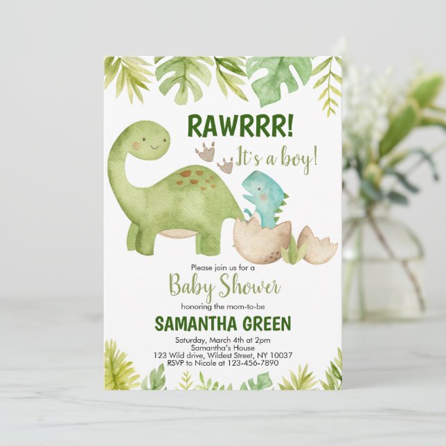 Dinosaur Baby Shower Invitation (Standing Front)
