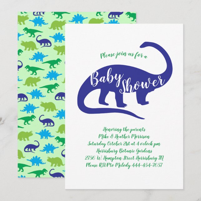 Dinosaur Baby Shower Invitation (Front/Back)