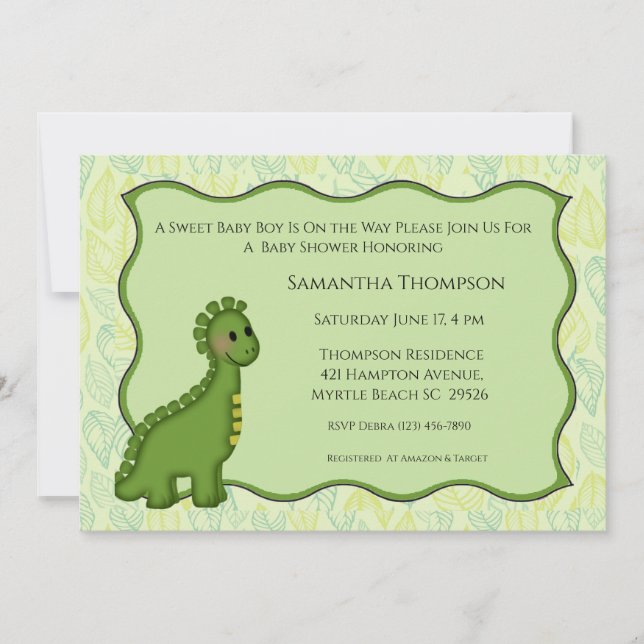 Dinosaur Baby Shower Invitation (Front)