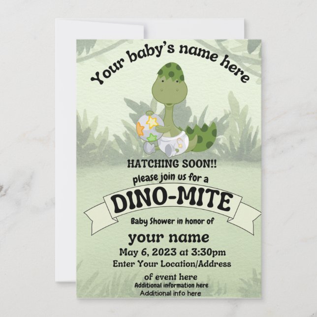 Dinosaur Baby Shower Invitation (Front)