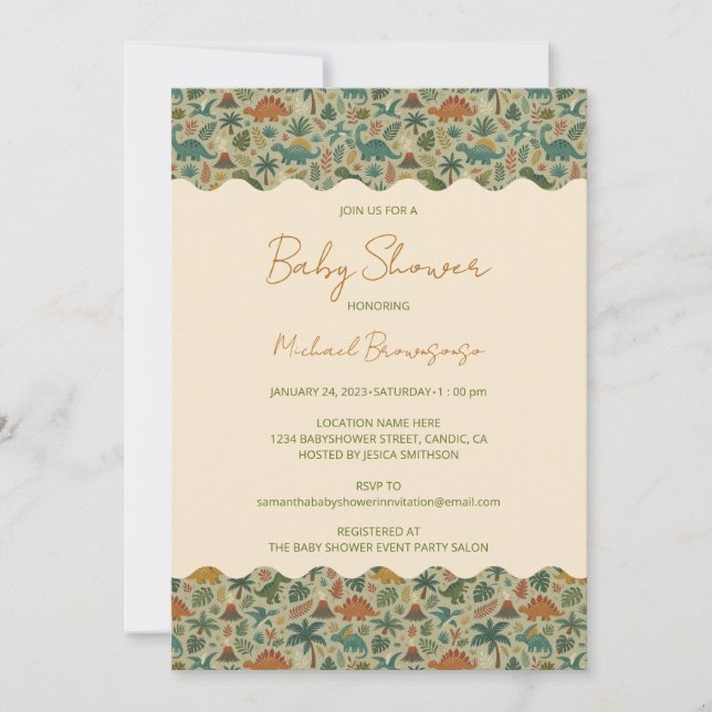 Dinosaur Baby Shower Invitation (Front)
