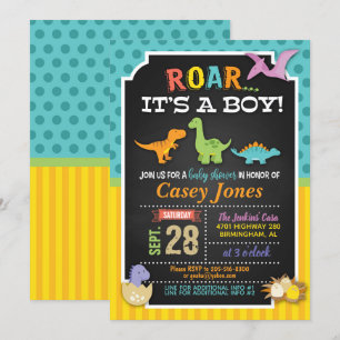 Dinosaur Baby Shower Invitation - Boy