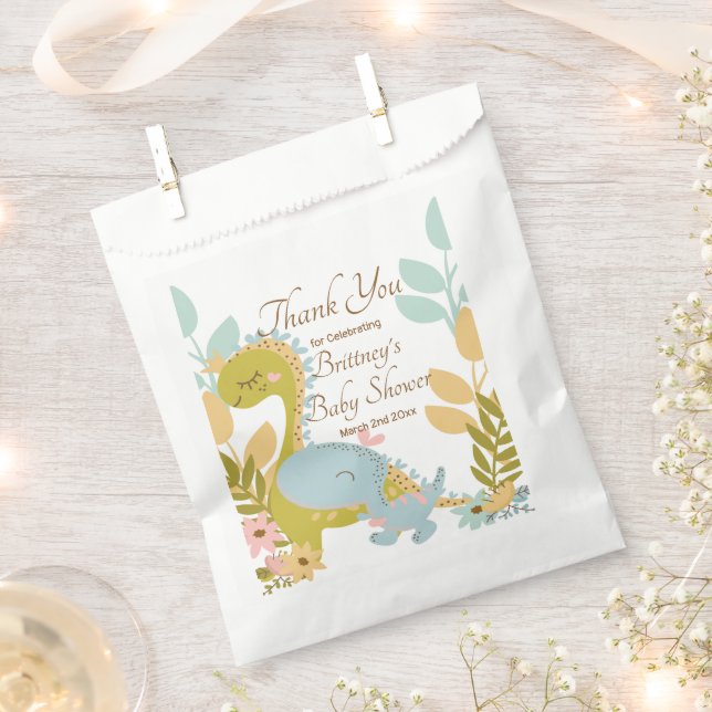 Dinosaur Baby Shower Invitation, Gender Neutral Favour Bags (Clipped)