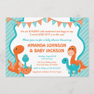 Dinosaur Baby Shower Invitation with Envelopes