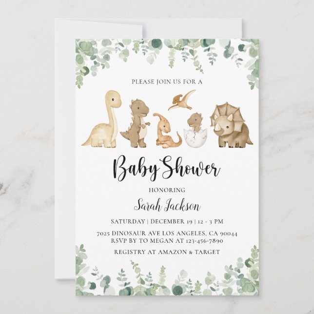 Dinosaur Baby Shower Invitations (Front)