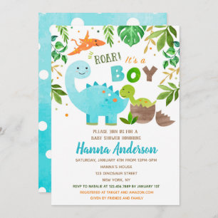 Dinosaur Baby Shower Invitations Baby Boy Dino 