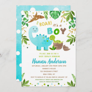 Dinosaur Baby Shower Invitations Baby Boy Dino 