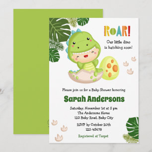 Dinosaur Baby Shower Invitations ROAR Cute Dino