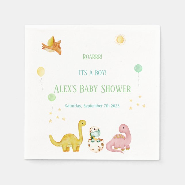 Dinosaur Baby Shower Napkin (Front)