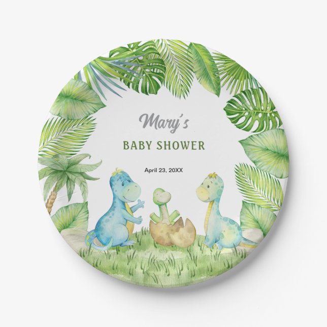 Dinosaur Baby Shower  Paper Plate (Front)