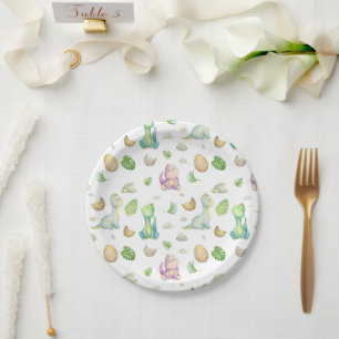 Dinosaur Baby Shower Paper Plate