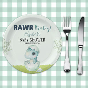 Dinosaur Baby Shower Party Plates for Boy