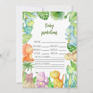 Dinosaur Baby Shower Predictions Card