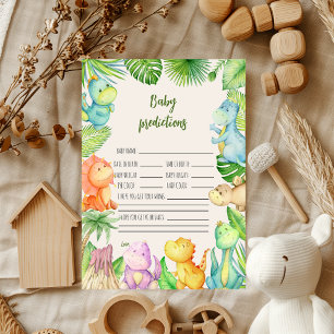 Dinosaur Baby Shower Predictions Card