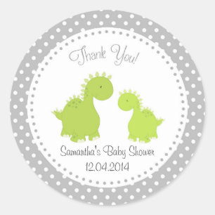 Dinosaur Baby Shower Sticker Green