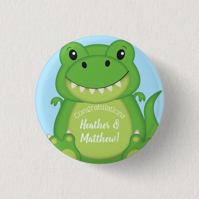 Dinosaur Baby Shower T-Rex 3 Cm Round Badge (Front)