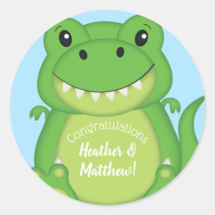 Dinosaur Baby Shower T-Rex Classic Round Sticker