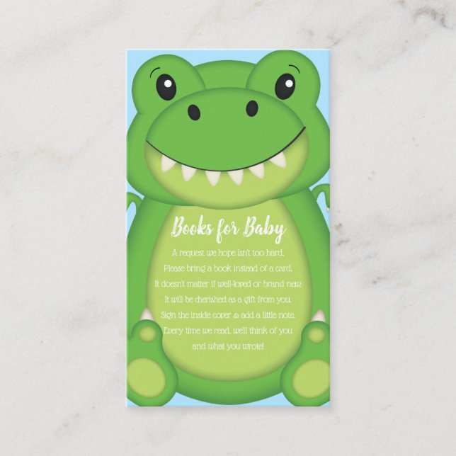 Dinosaur Baby Shower T-Rex Enclosure Card (Front)