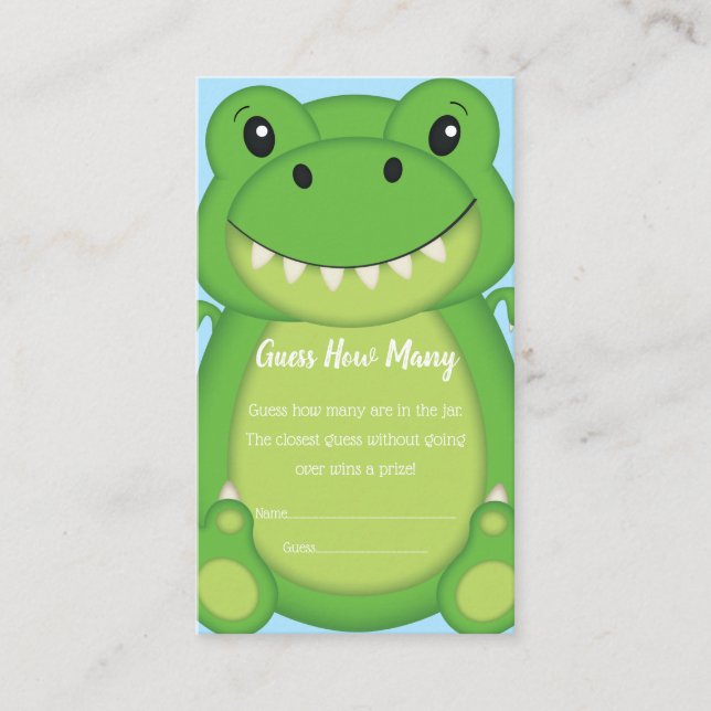Dinosaur Baby Shower T-Rex Enclosure Card (Front)
