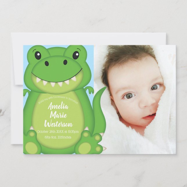 Dinosaur Baby Shower T-Rex Invitation (Front)