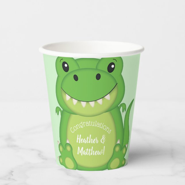 Dinosaur Baby Shower T-Rex  Paper Cups (Front)