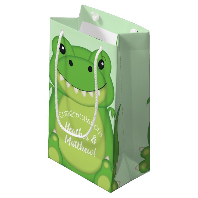 Dinosaur Baby Shower T-Rex  Small Gift Bag (Front Angled)