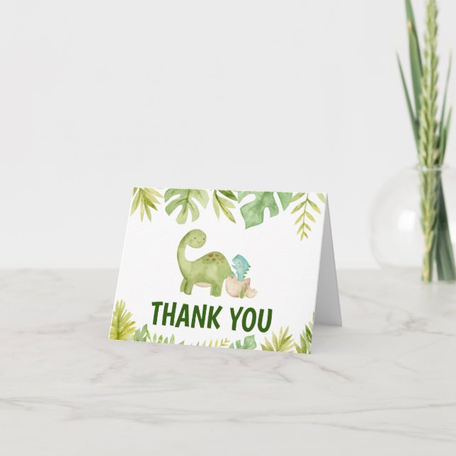 Dinosaur Baby Shower Thank You Card (Front)