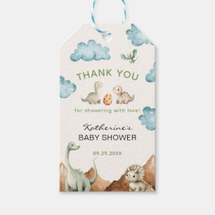 Dinosaur Baby Shower Thank You Favour Gift Tags