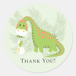 Dinosaur Baby Shower Thank You Favour Sticker