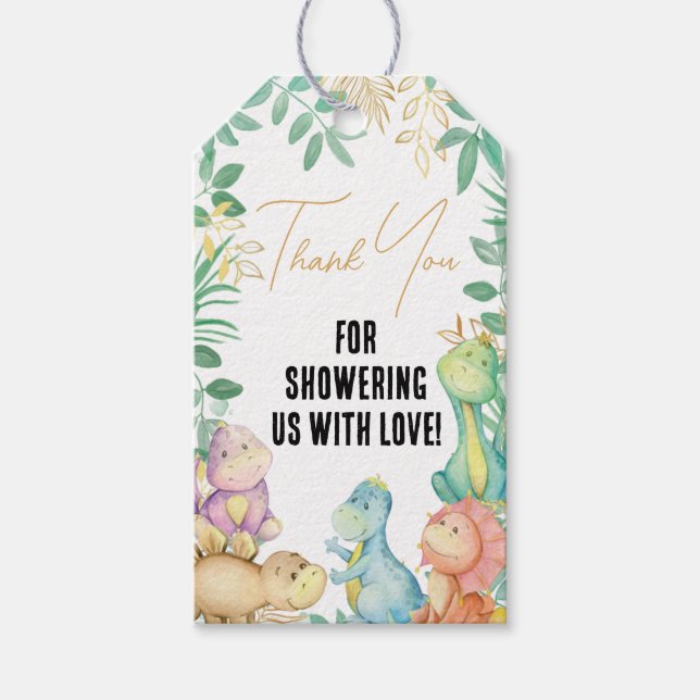 Dinosaur Baby Shower Thank You Favour Tag  (Front)