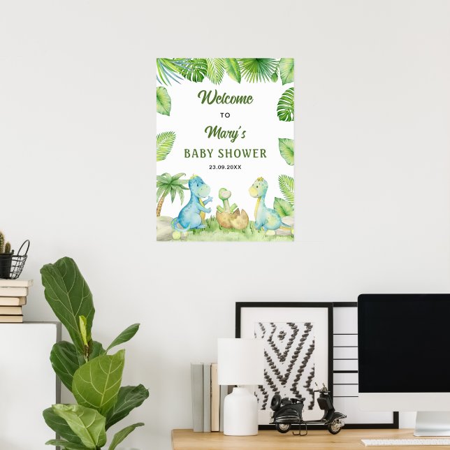 Dinosaur Baby Shower Welcome  Poster (Home Office)
