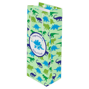 Dinosaur Baby Shower Wine Gift Bag