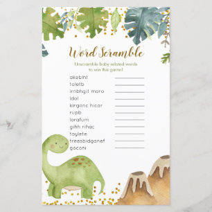 Dinosaur Baby Shower Word Scramble Game