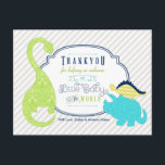 Dinosaur Baby Thank You Postcard<br><div class="desc">A dinosaur themed new baby gift thank you card.</div>