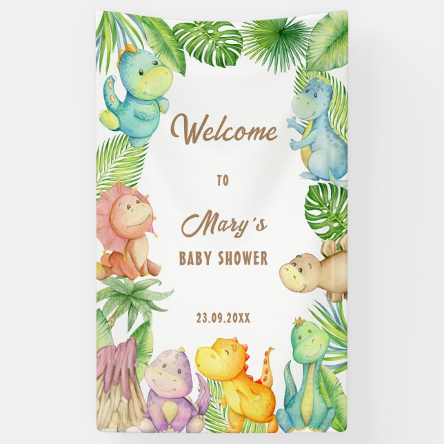 Dinosaur Baby Welcome Banner (Vertical)